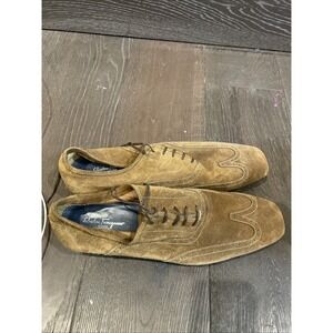 Salvador Ferragamo Men's Suede Tan Wingtip Oxford Size 12
